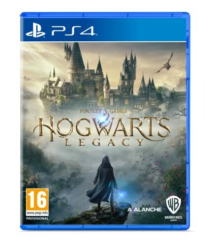 Hogwarts Legacy PS4 game cover art featuring a wizard and castle.