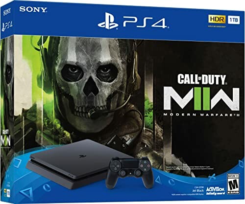 PS4 Call of Duty Modern Warfare II bundle packaging with console and controller