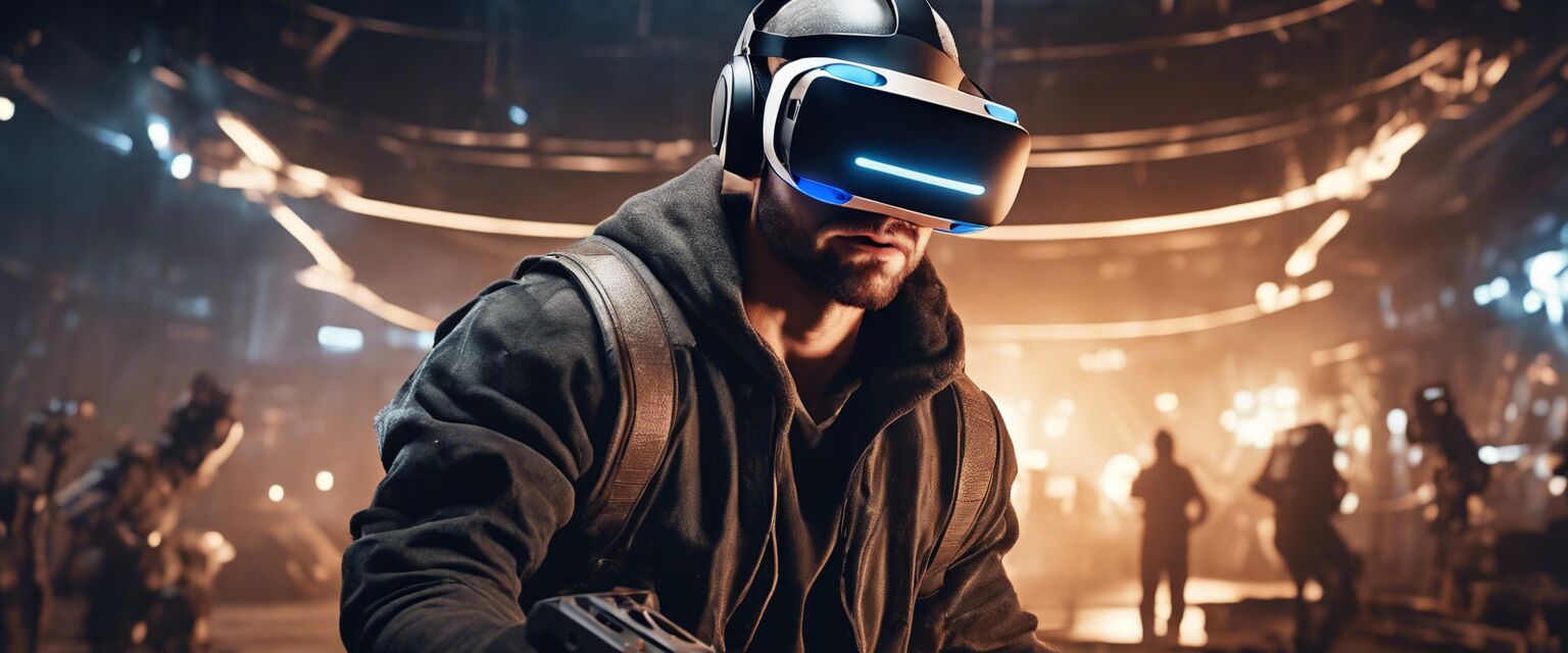 Player engaged in VR gaming